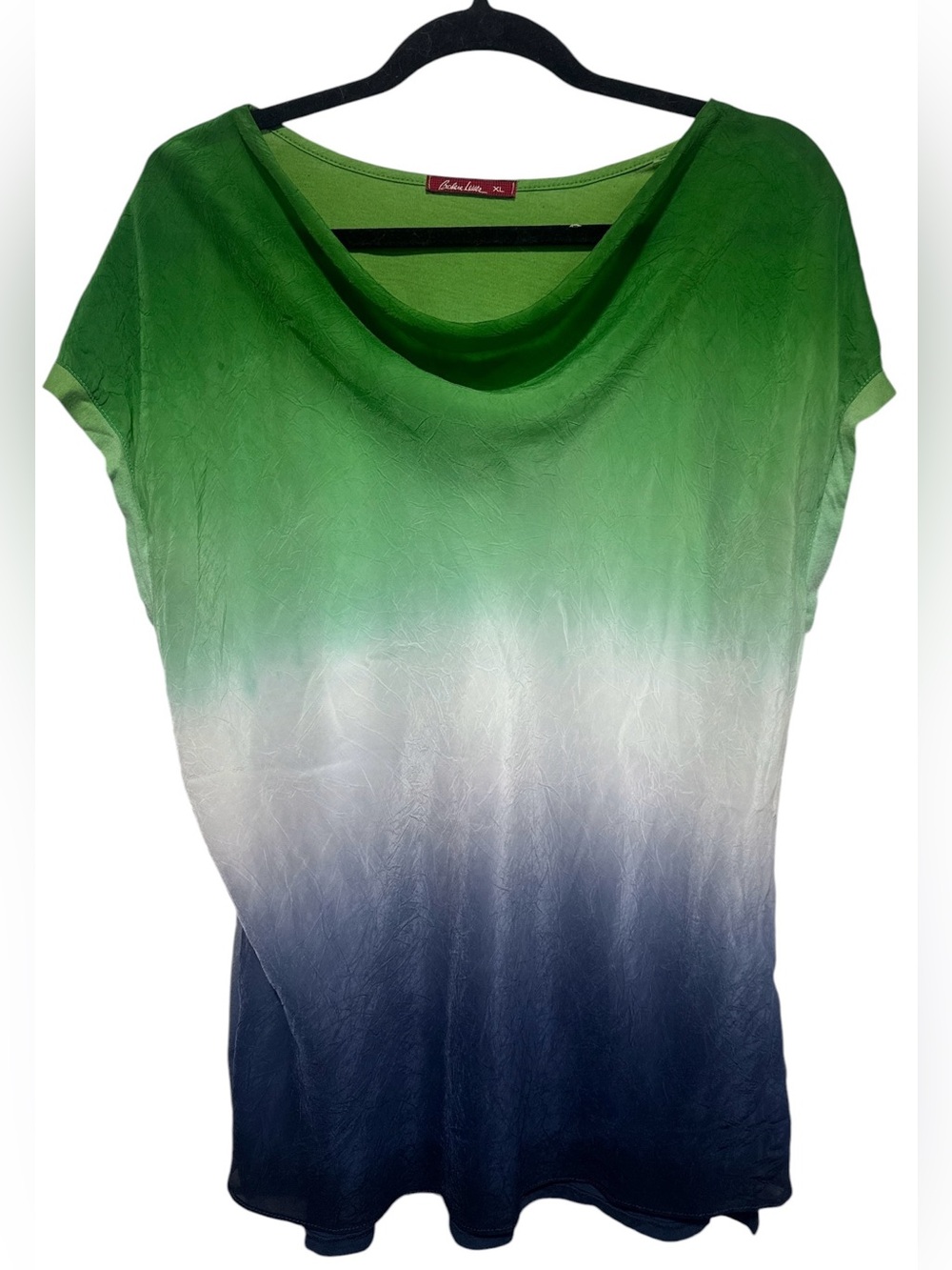 Bashara Lesser XL Green Blue Ombre Cowl Neck Top Made in USA